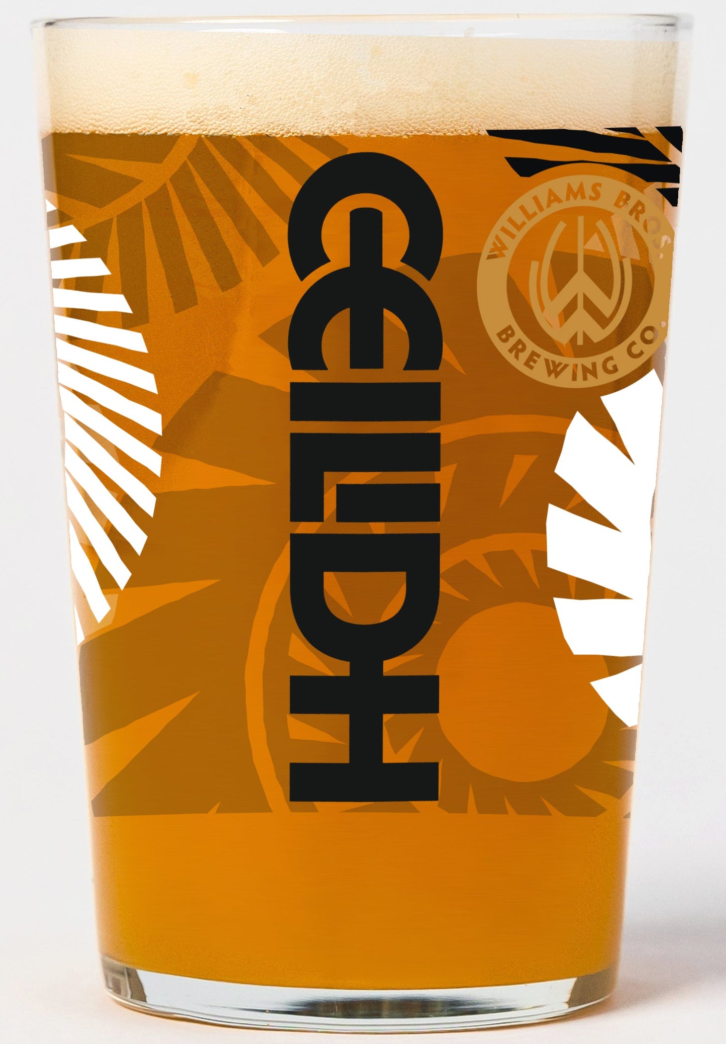 Beer glass with 'Ceilidh' branding on a white background