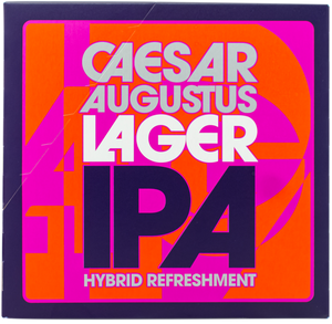 Caesar Augustus Lager IPA label with colorful design