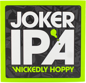 Joker IPA label with green border and black background