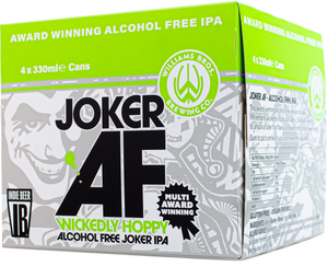 Box of Joker AF alcohol-free IPA with branding and product details.